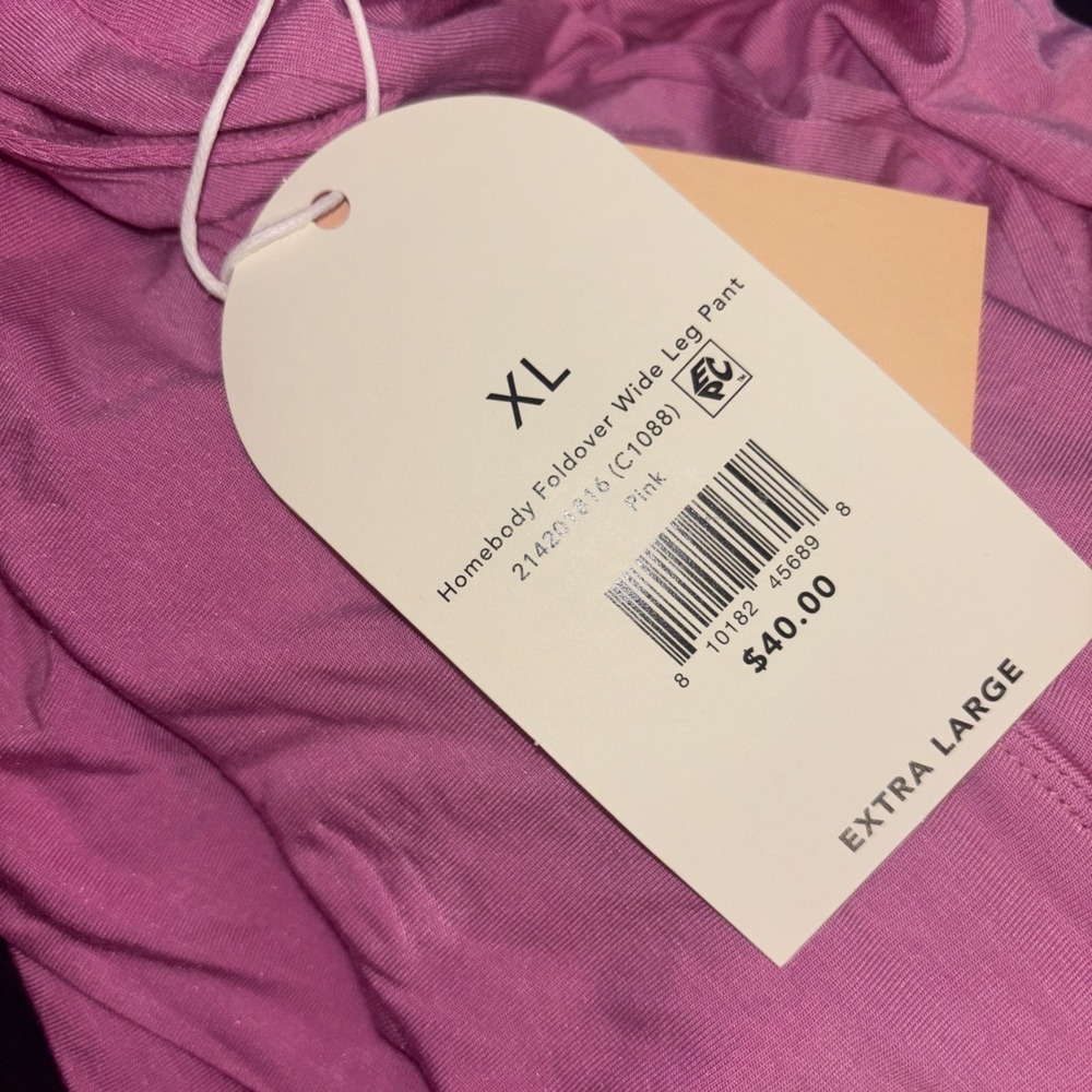 Blogilates Women's Size Large Homebody Foldover Wide Leg Pants PINK - Picture 7 of 7